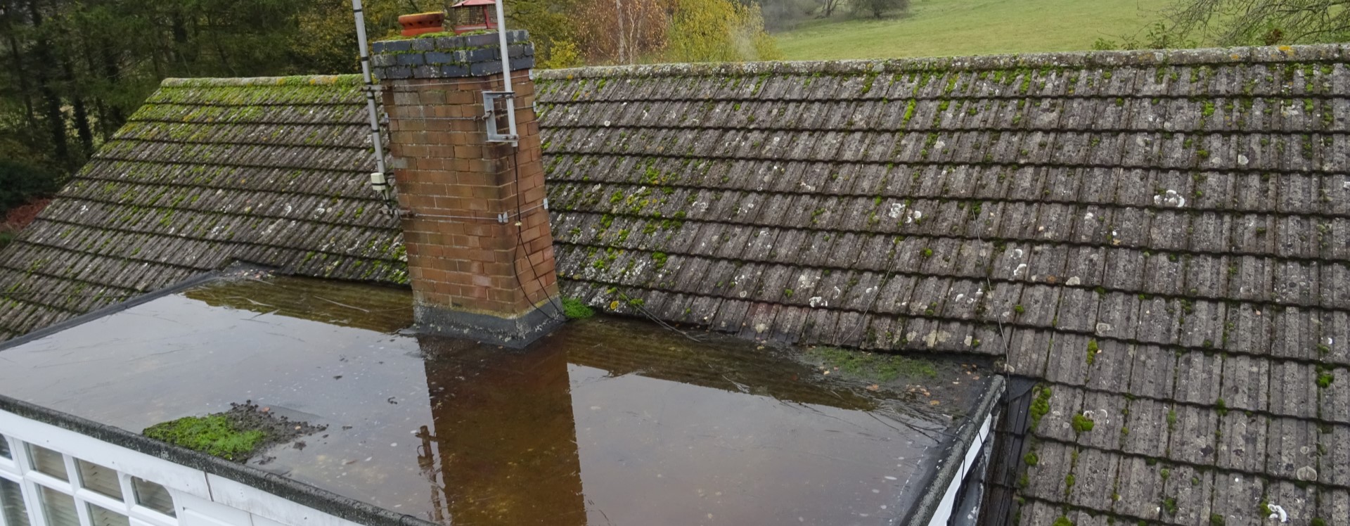 Pooled water on flat roof