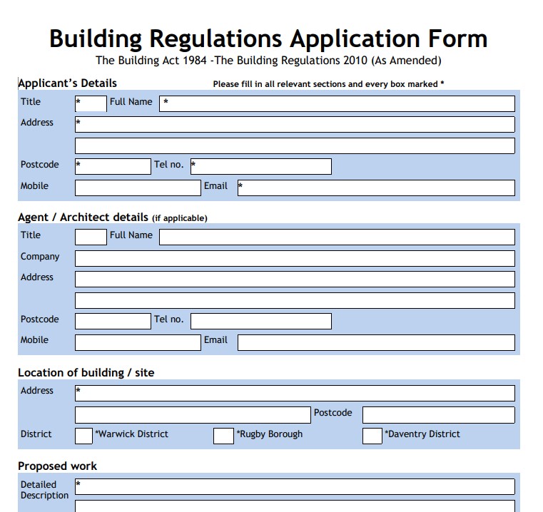 Building regulations application